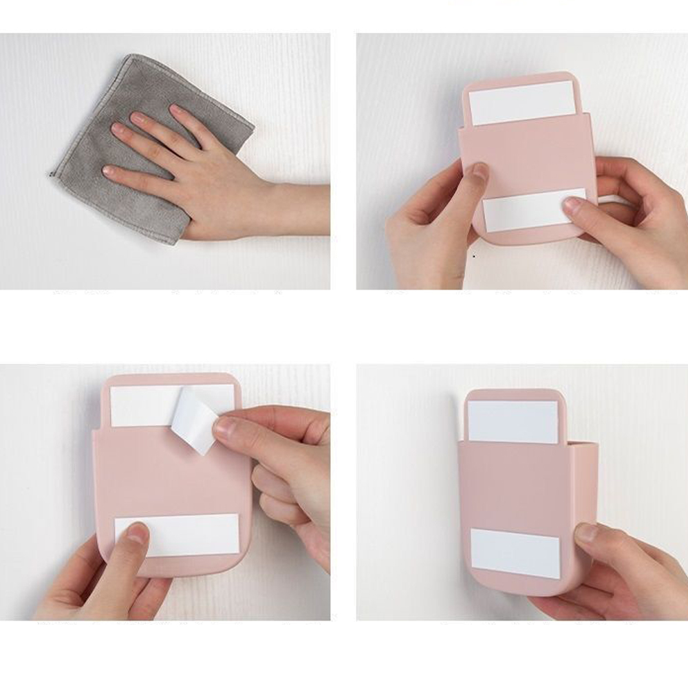 Wall-mounted adhesive remote control storage box 4