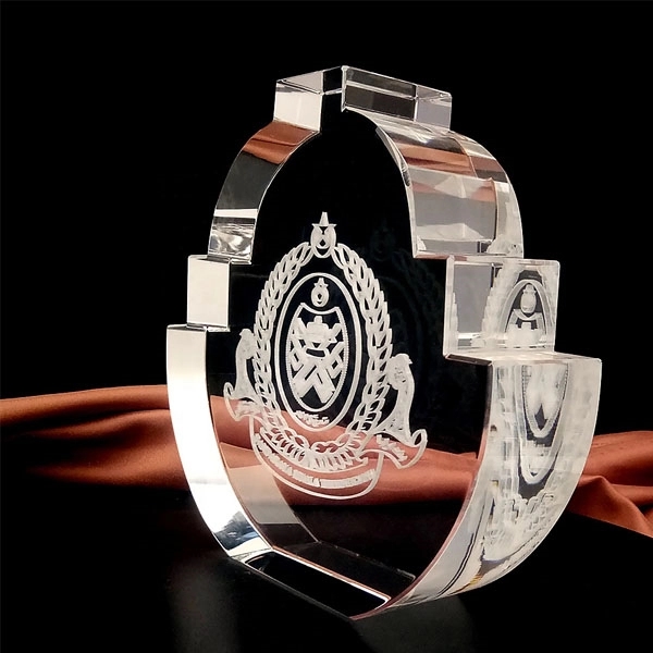 Clear Crystal Leaf Shaped Trophy 4