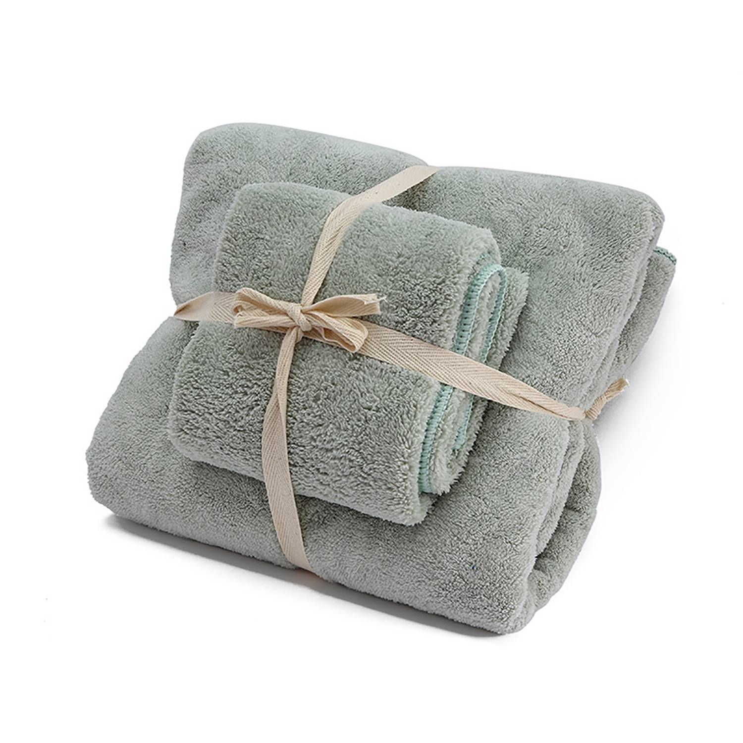 2 Pcs Coral Fleece Bath Towel Set 7
