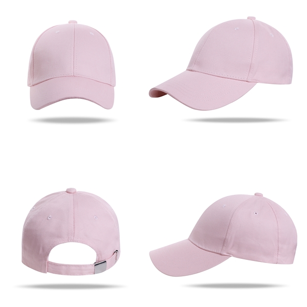 Stock Solid Color Cotton 6 Panel Cap, Double Buckle Back 9