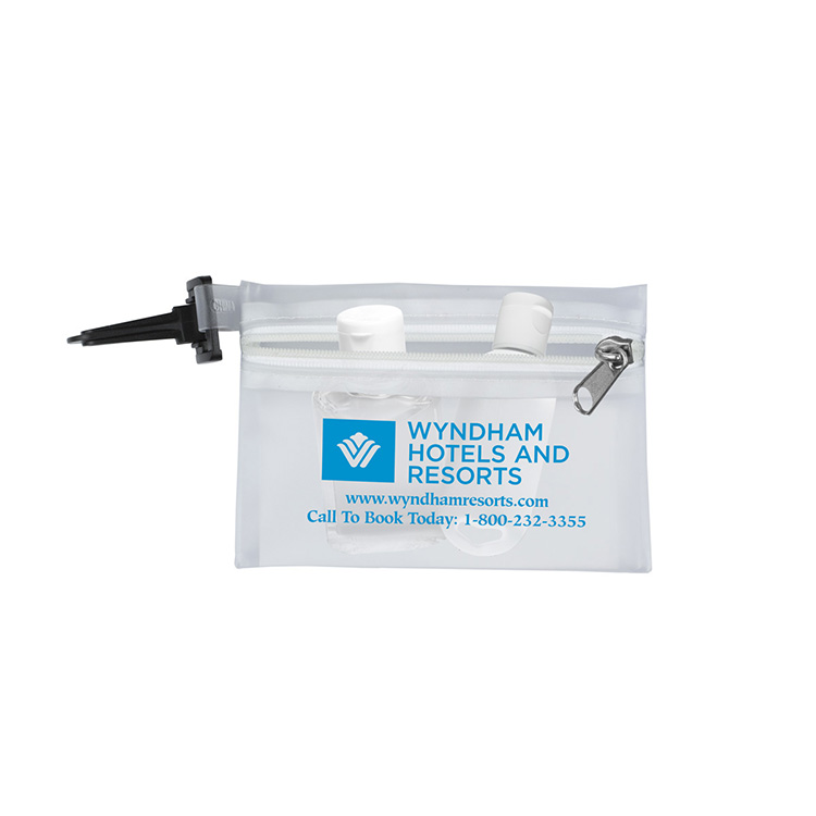 "LYON" 10 Piece First Aid Sun Kit in Translucent Zipper Pack with Plastic Carabiner Attachment 11