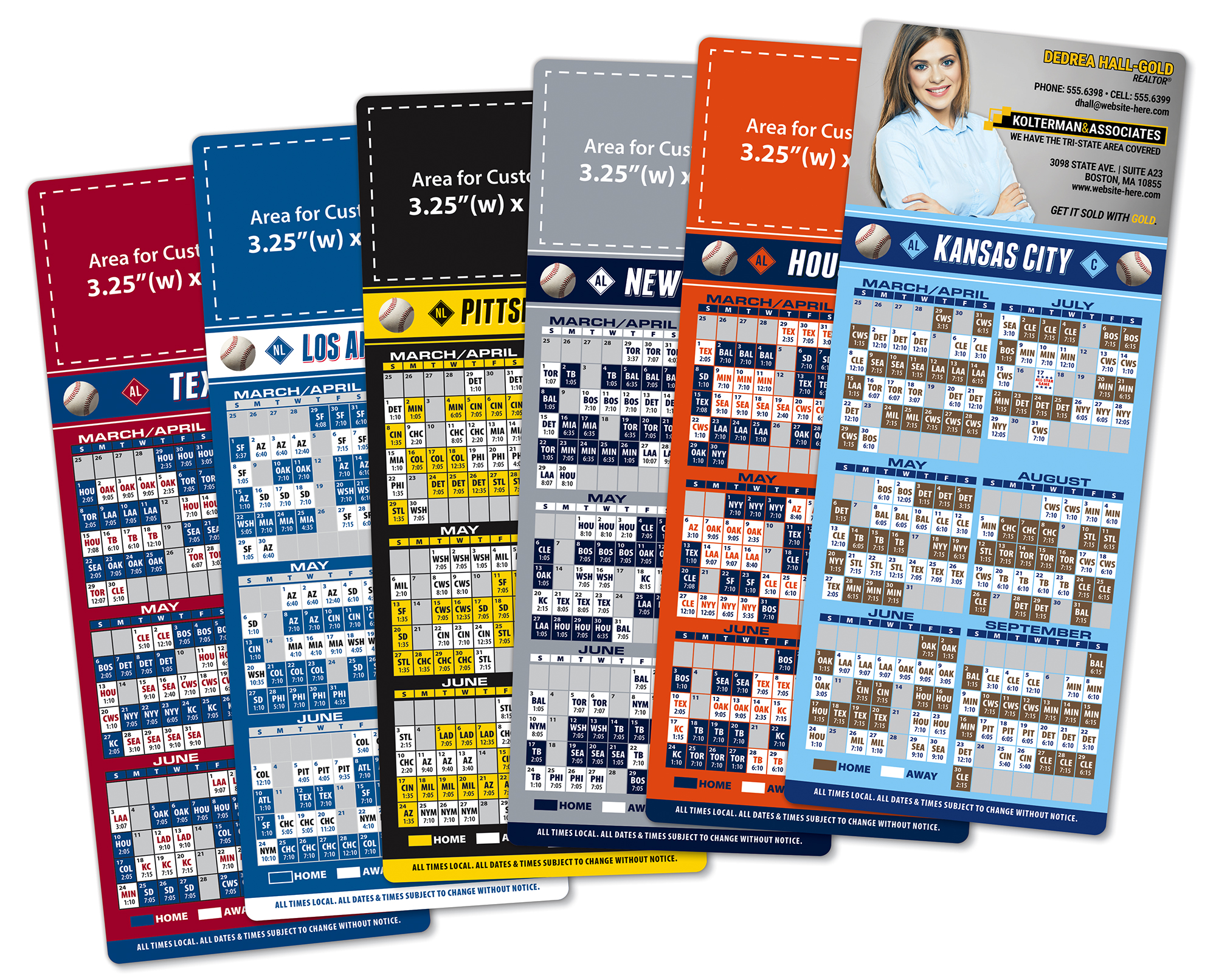 Magnet Sport Schedules - 3.5x8.5 Baseball Round Corners - 20 mil. 2