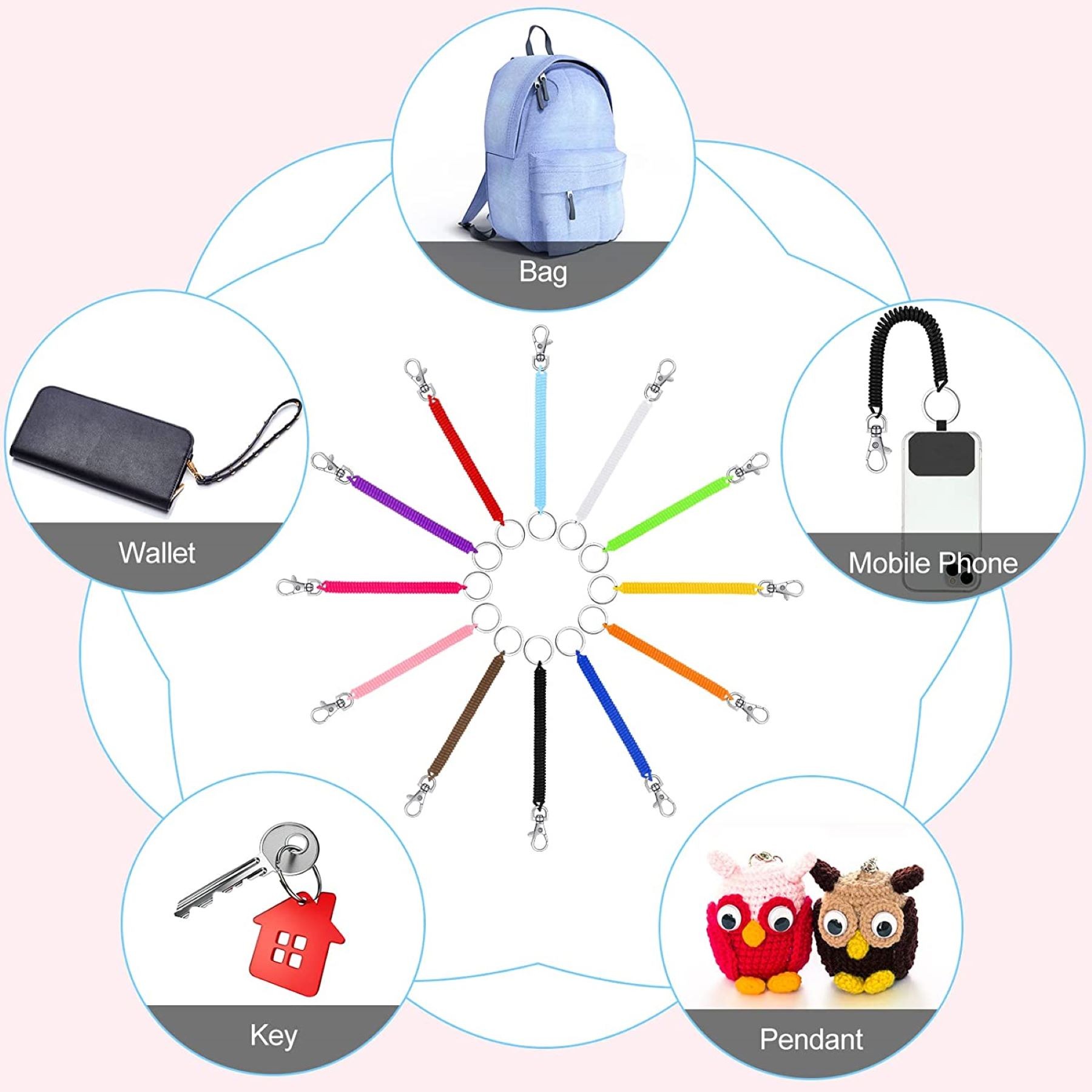 Retractable Coil Keychain With Lobster Clasp 7