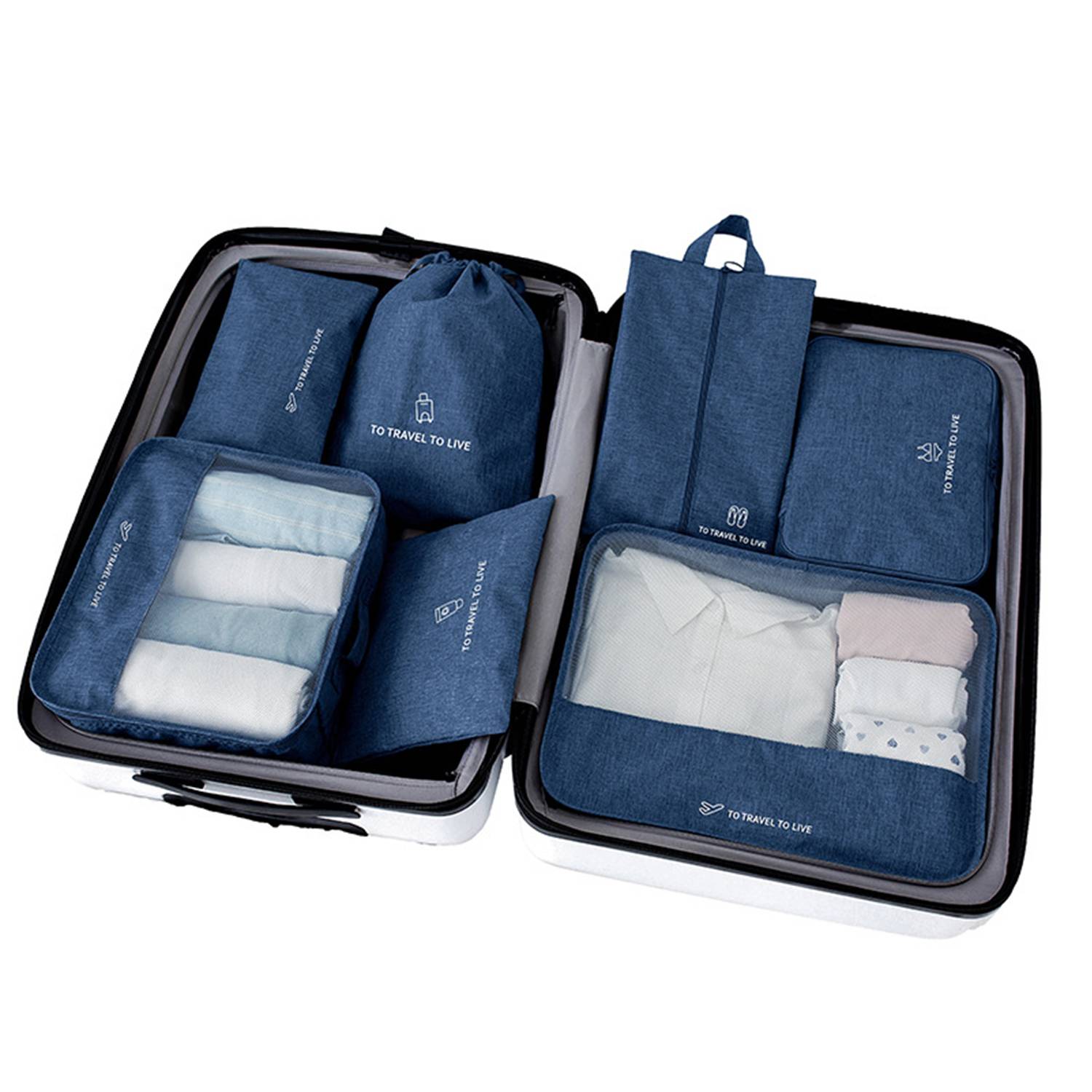 Travel Packing Cubes Luggage Organizers W/ Shoe Bag 7