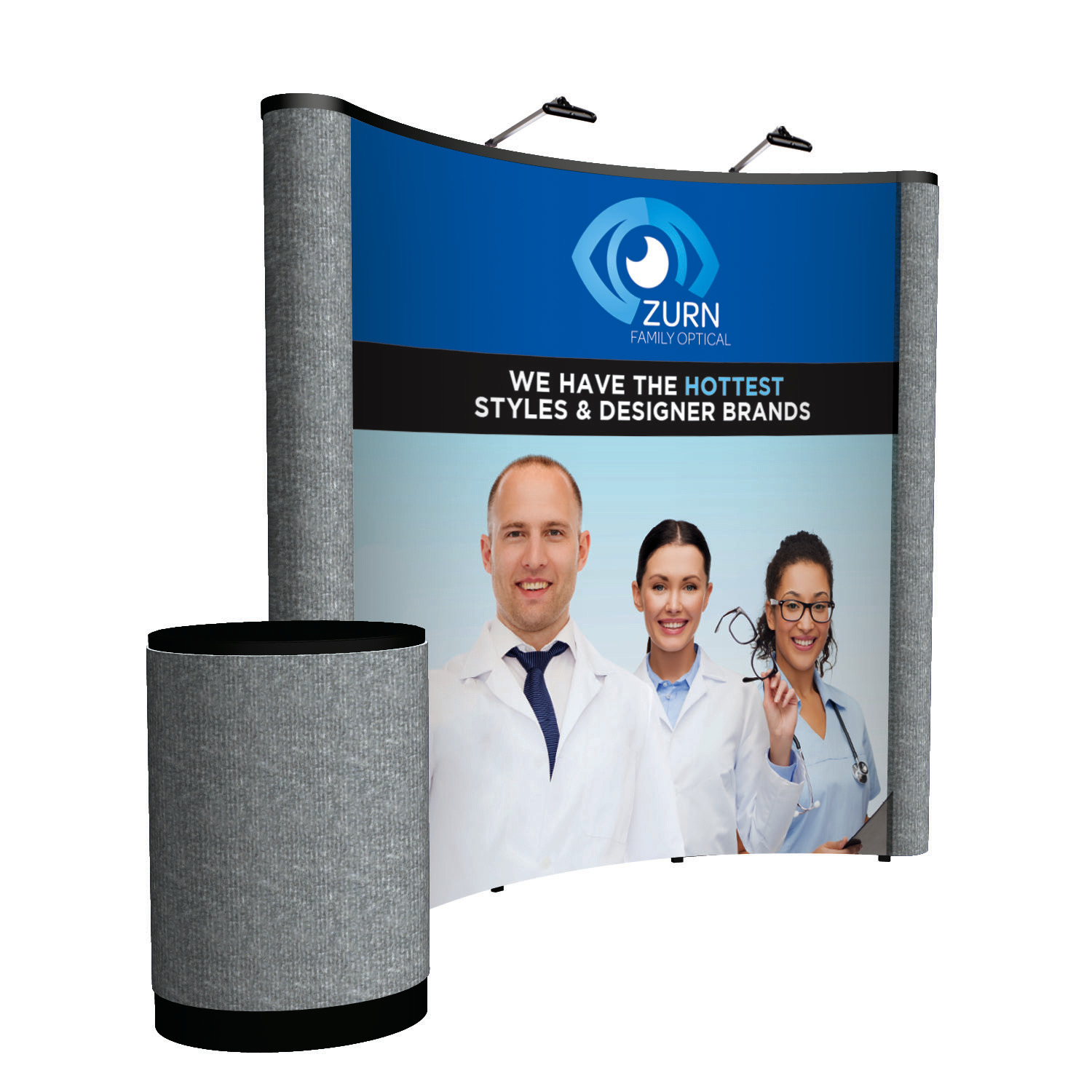8' Curved ARISE Floor Display Kit (Mural with Fabric Ends) 3