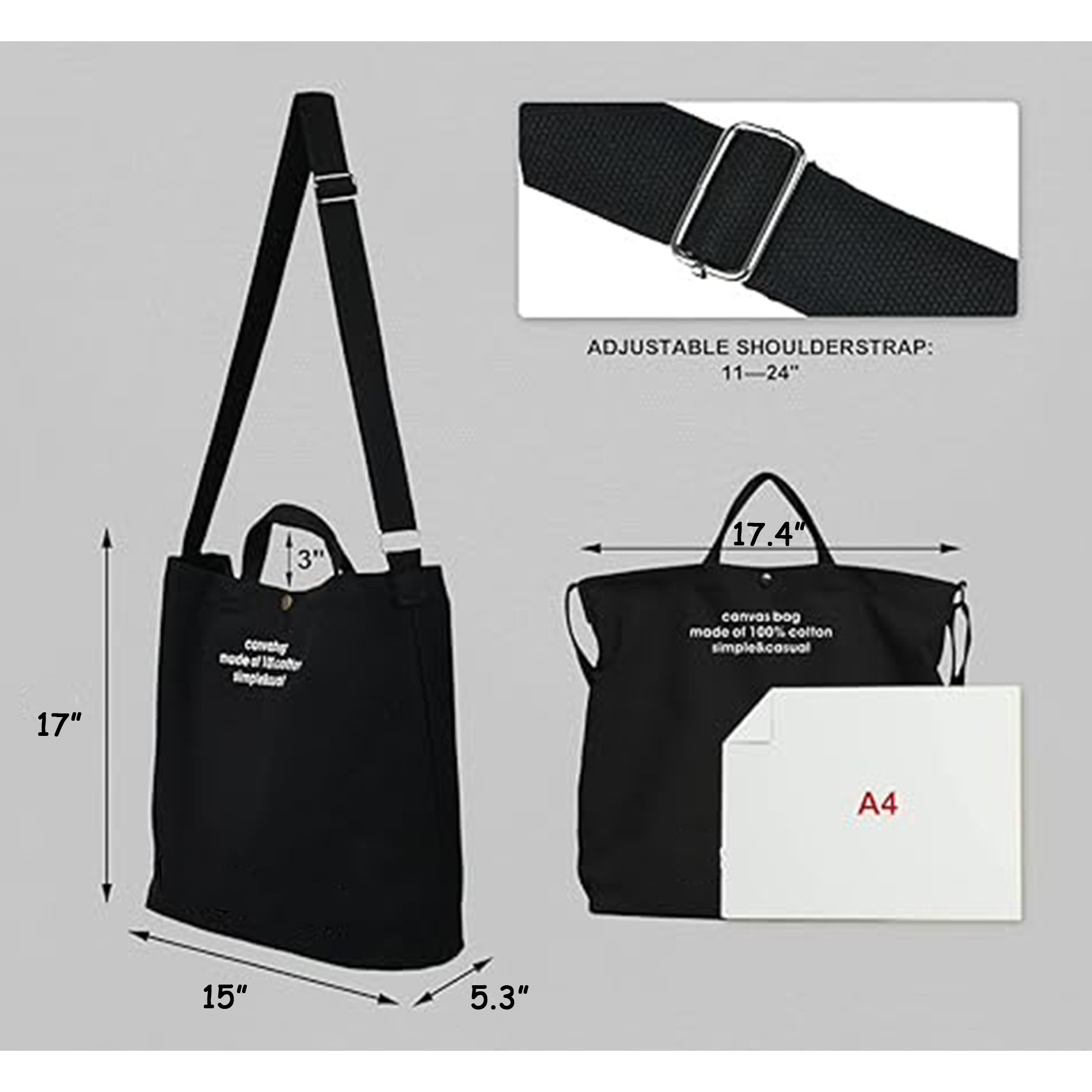 Canvas Casual Tote Bag, custom tote bag with logo imprint 6