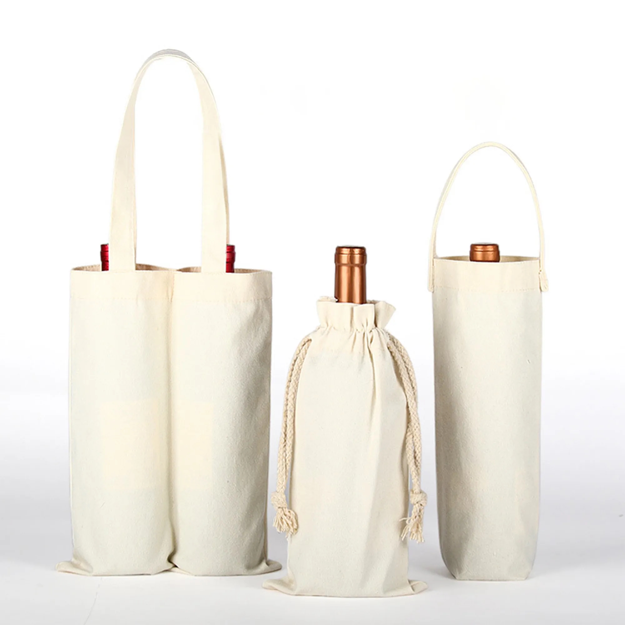 Custom Canvas Wine Bottle Gift Bags Reusable for Events 7