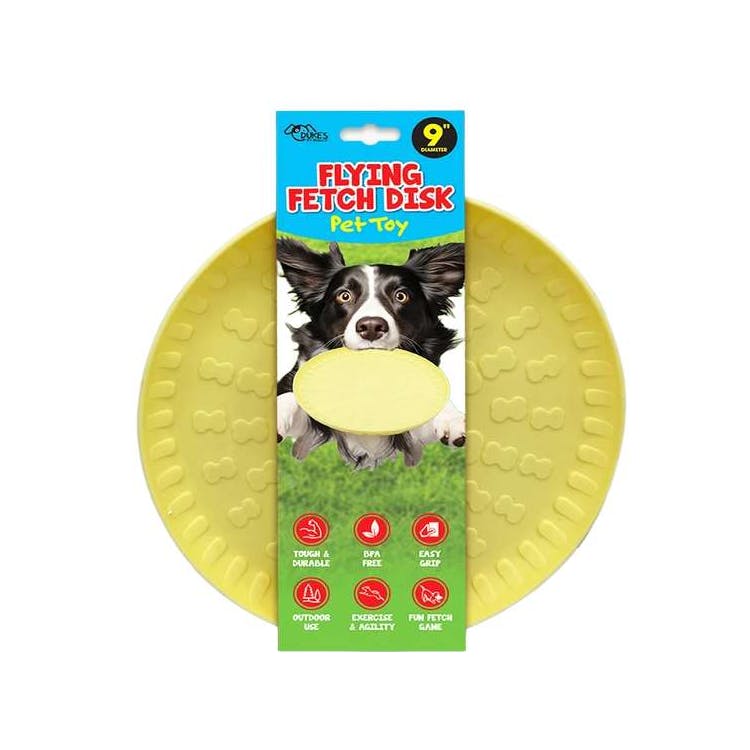 Flying Fetch Disk Pet Toys Yellow 9" 2