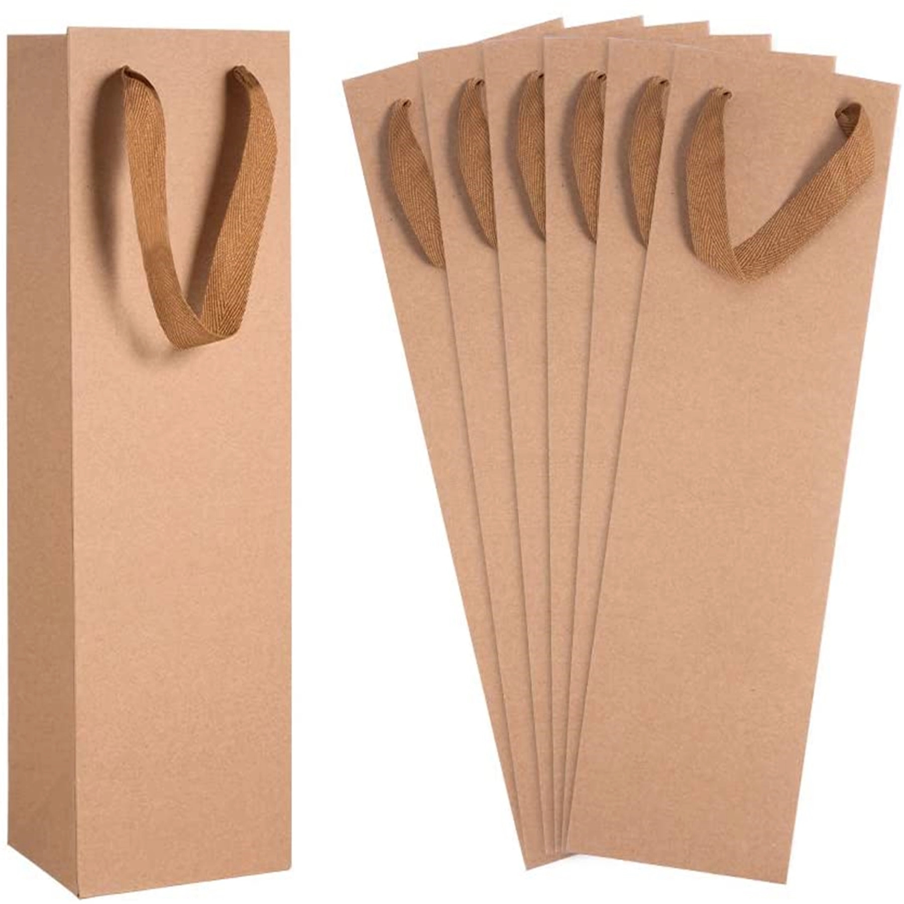 Brown Kraft Paper Wine Bag with handles 3
