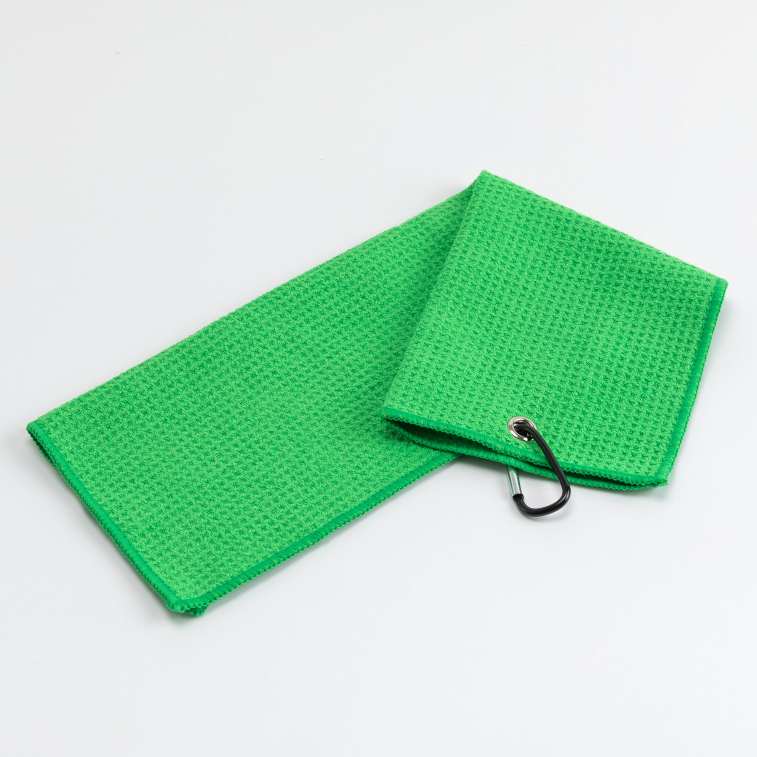 Microfiber Fabric Waffle Pattern Golf Towels w/Carabiner Clip 11