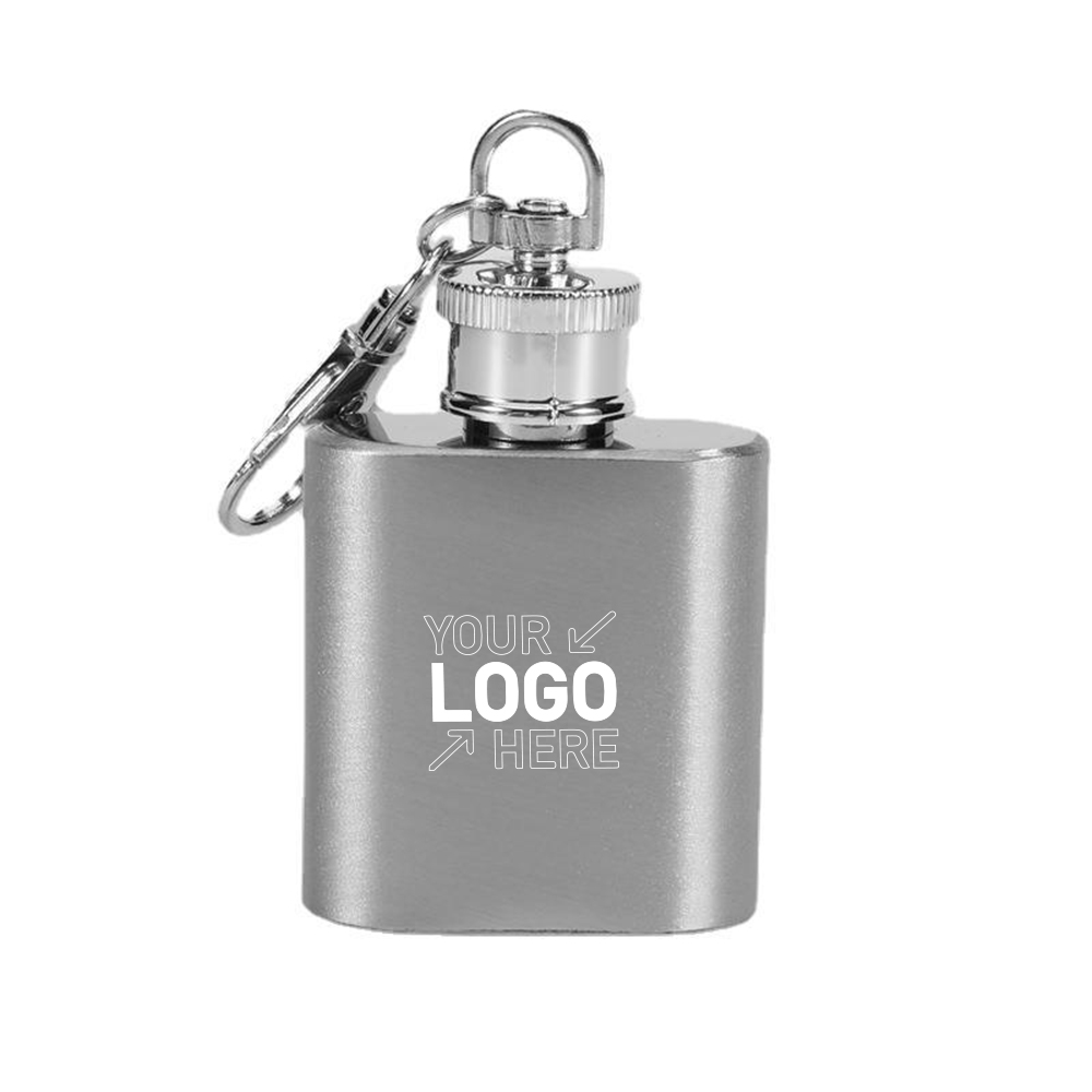 Mini 1oz stainless steel flask with keychain 2