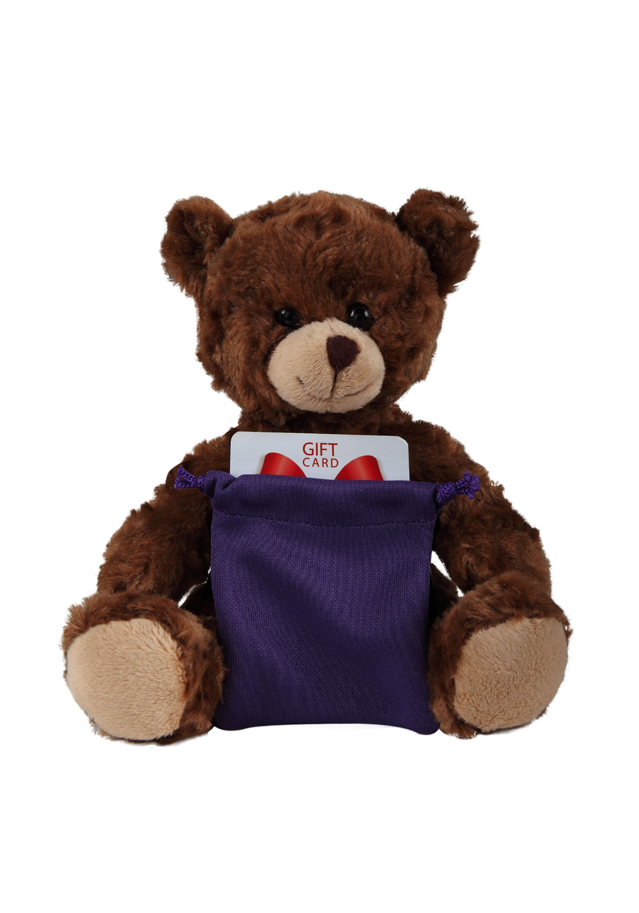 soft plush  Chocolate Curly Sitting Bear with gift card sack