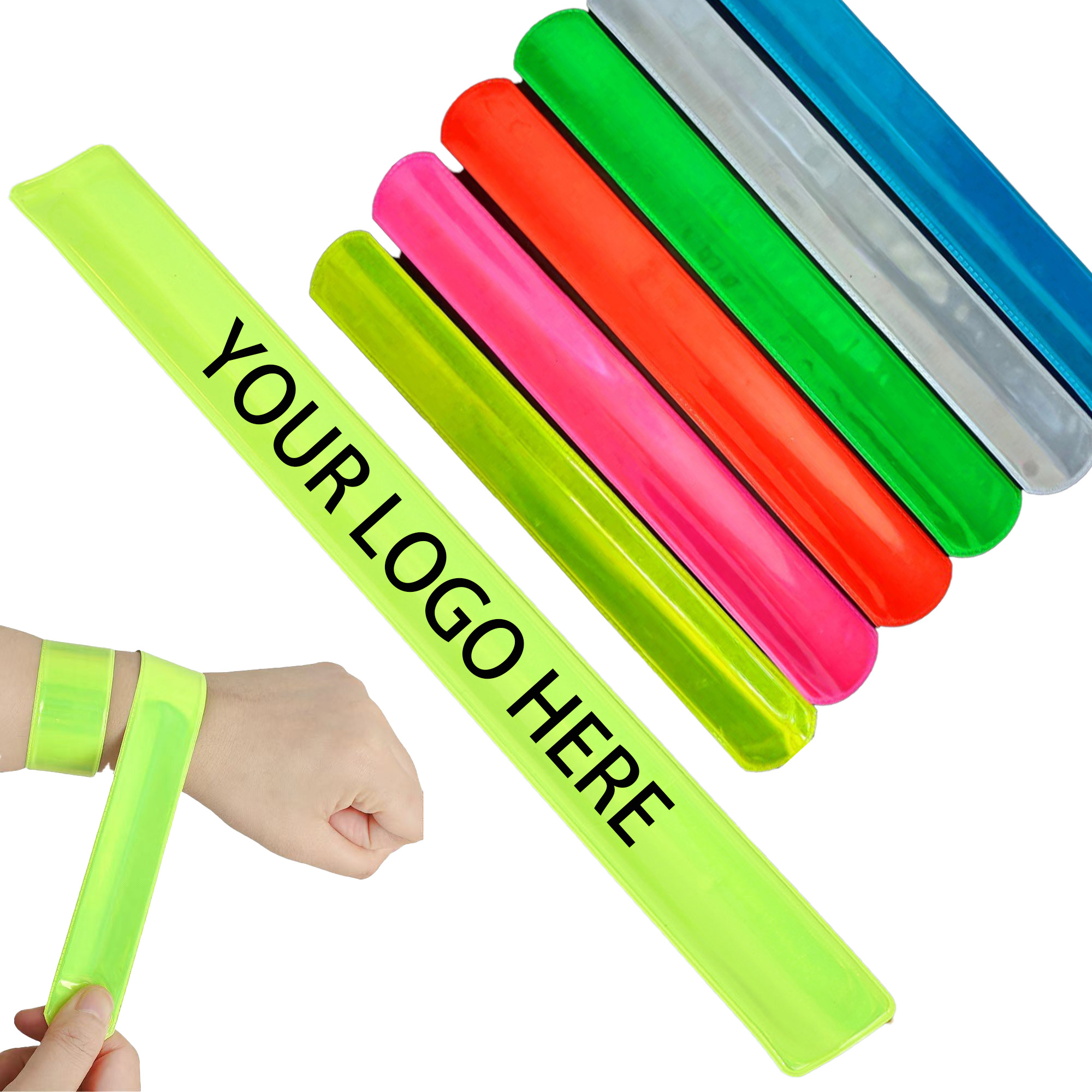 Custom PVC Reflective Wristband Slap Bracelet 3