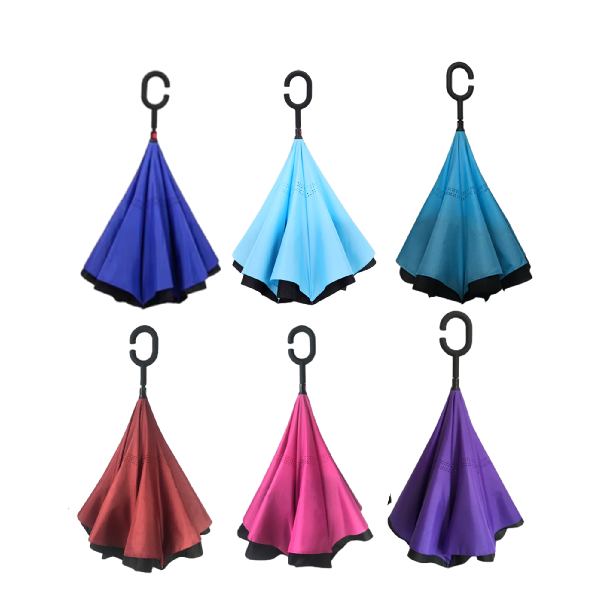 Double Layer Waterproof Folding Reverse Inverted Umbrella 2