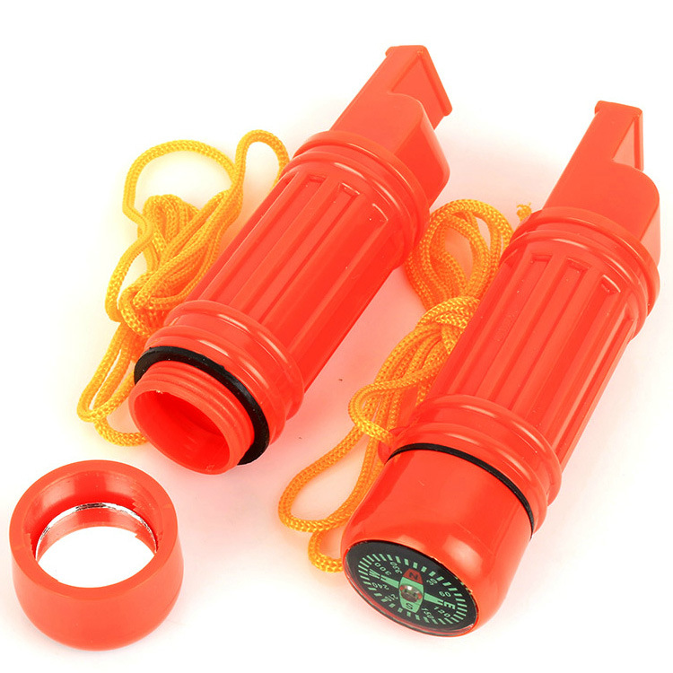 5-in-1 Compass Flint Lanyard Survival Whistle 3