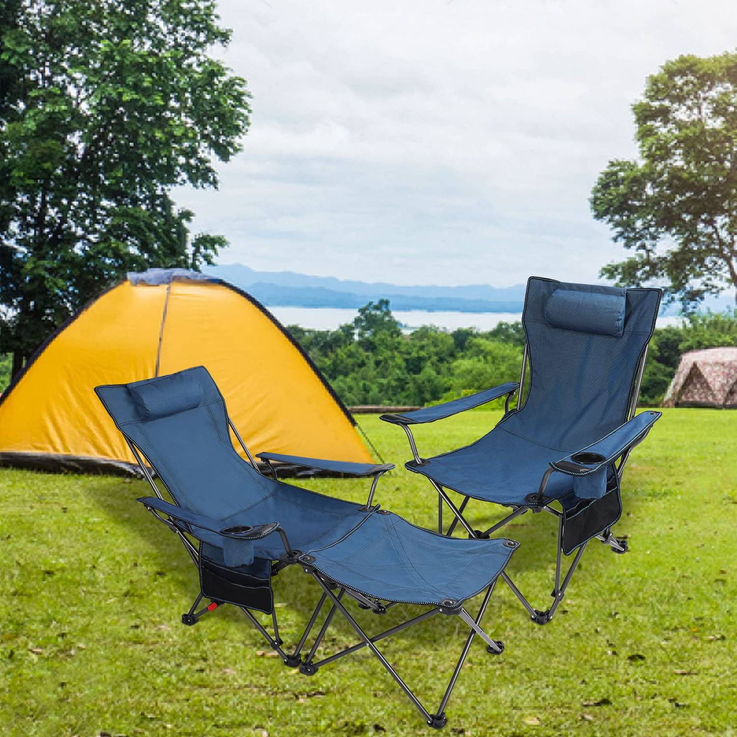 Foldable Camping Chair W/ Footrest 15