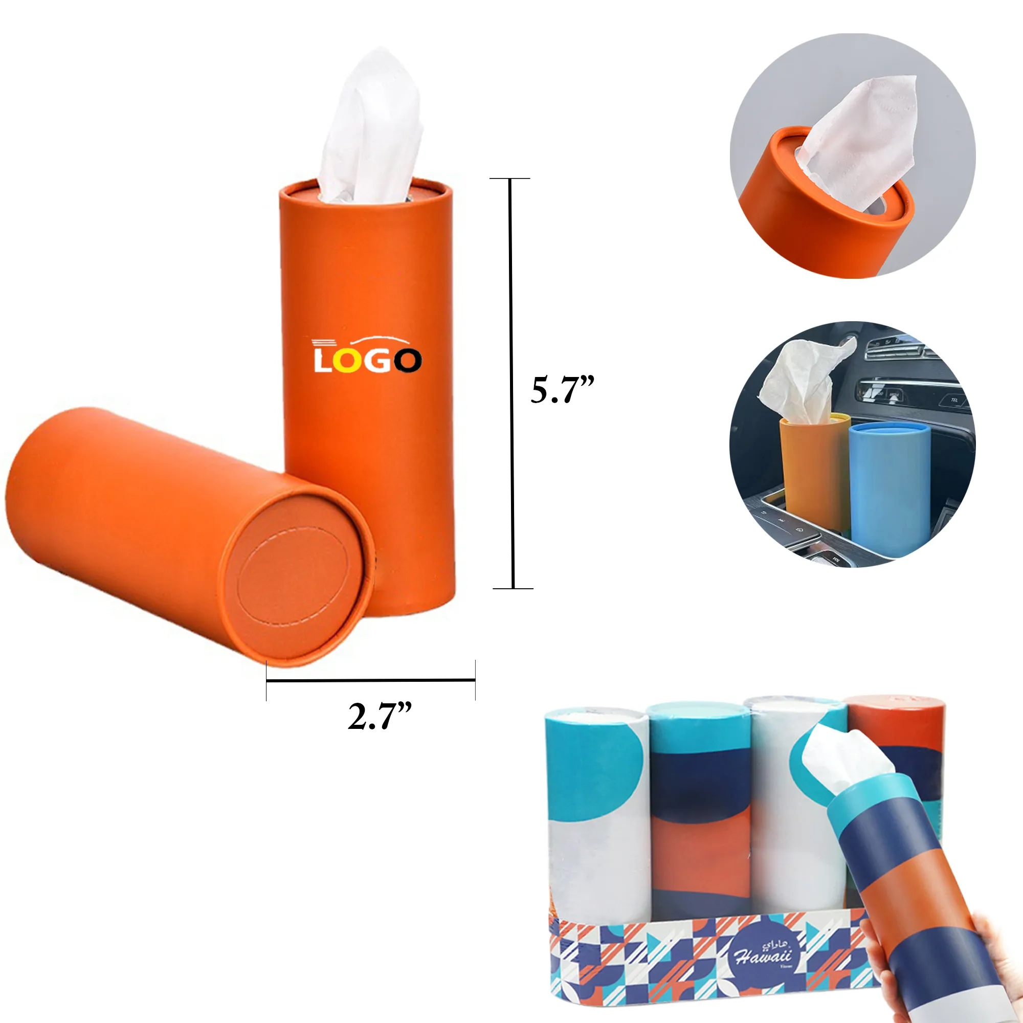 MOQ100 Car Tissue Dispenser Round Paper Holder 3