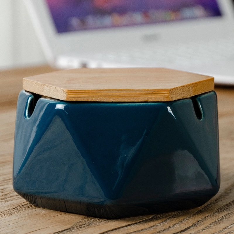Custom Handmade Ceramic Ashtray With Bamboo Lid 8