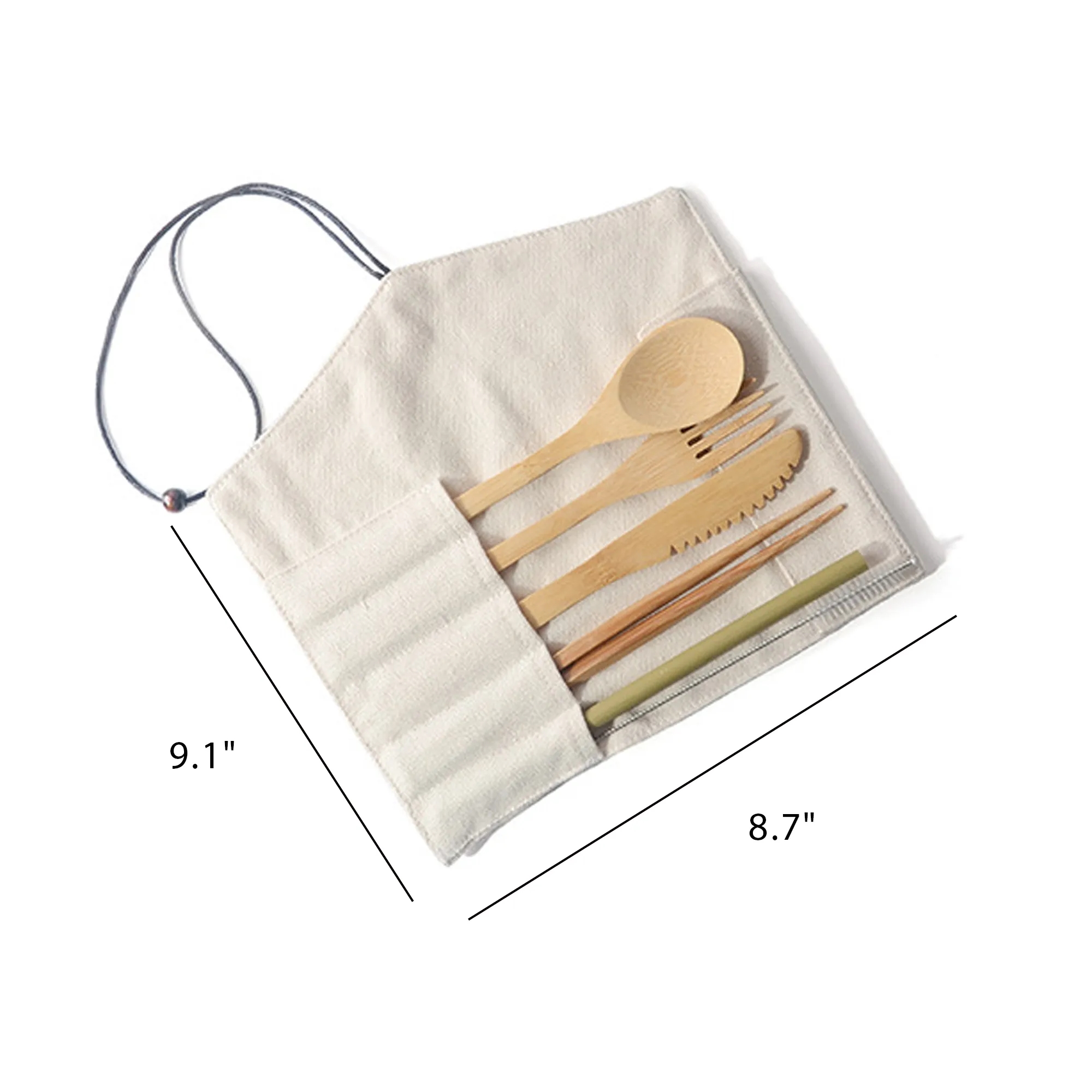 Reusable Bamboo Cutlery Set With Travel Pouch 3