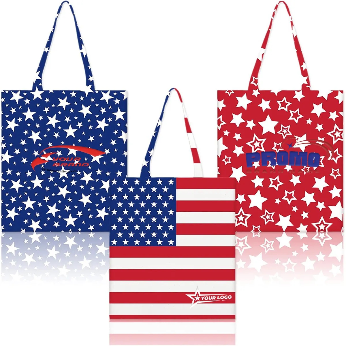Independence Day Patriotic Canvas Grocery Shopping Tote Bags, custom tote bag with logo imprint 3