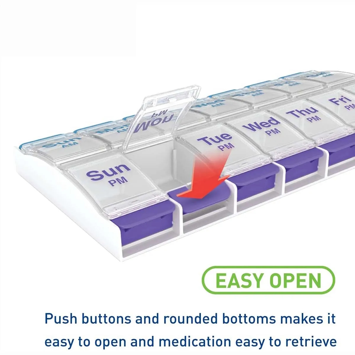 Push Button Pill Case Medicine Planner Vitamin Organizer 3