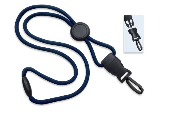 1/4" Polyester Lanyard with Round Slider and Quick Release (Plastic J-Hook) 2
