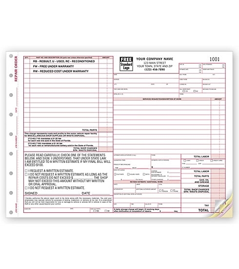 Repair order with special state clauses 1