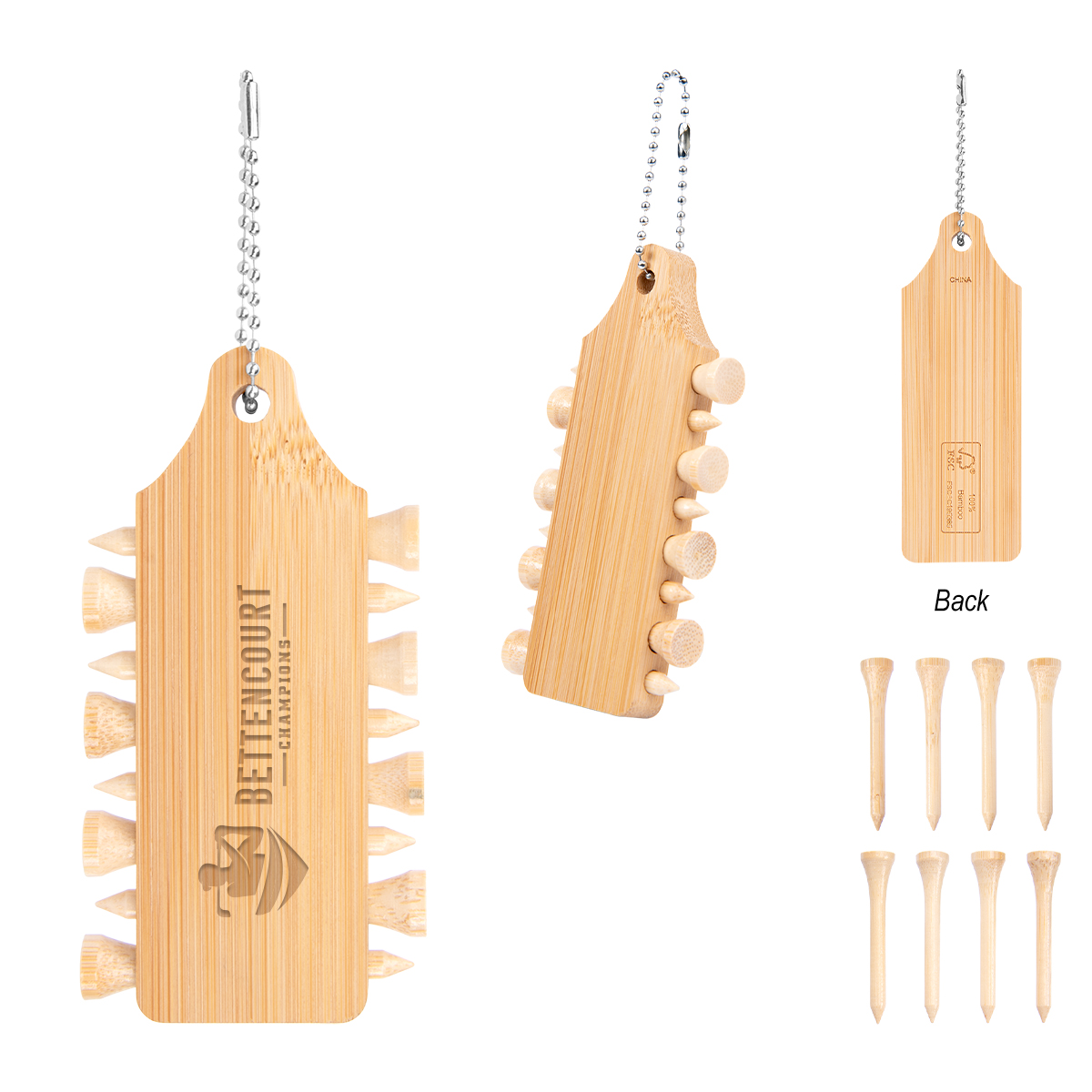 Bamboo Golf Tee Set Keychain 3