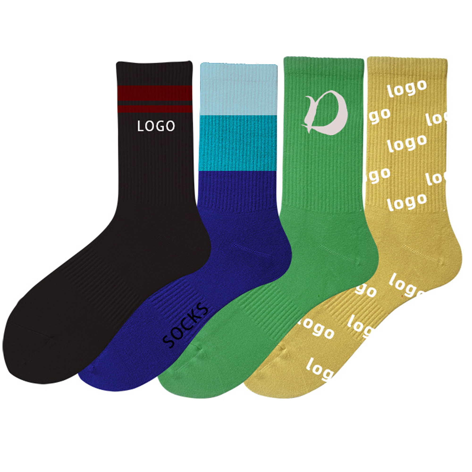 Cotton Longer Crew Casual Sock Athletic Running Sports Socks for Men and Women Jacquard Weave 1