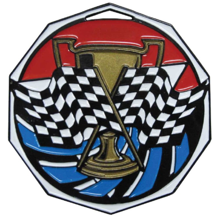 Cross Flags Decagon Colored Medallion (2")