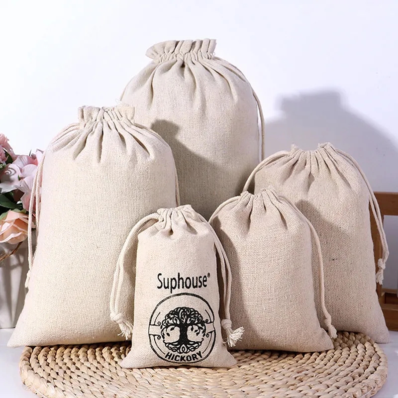 Custom Cotton Linen Drawstring Bags 9
