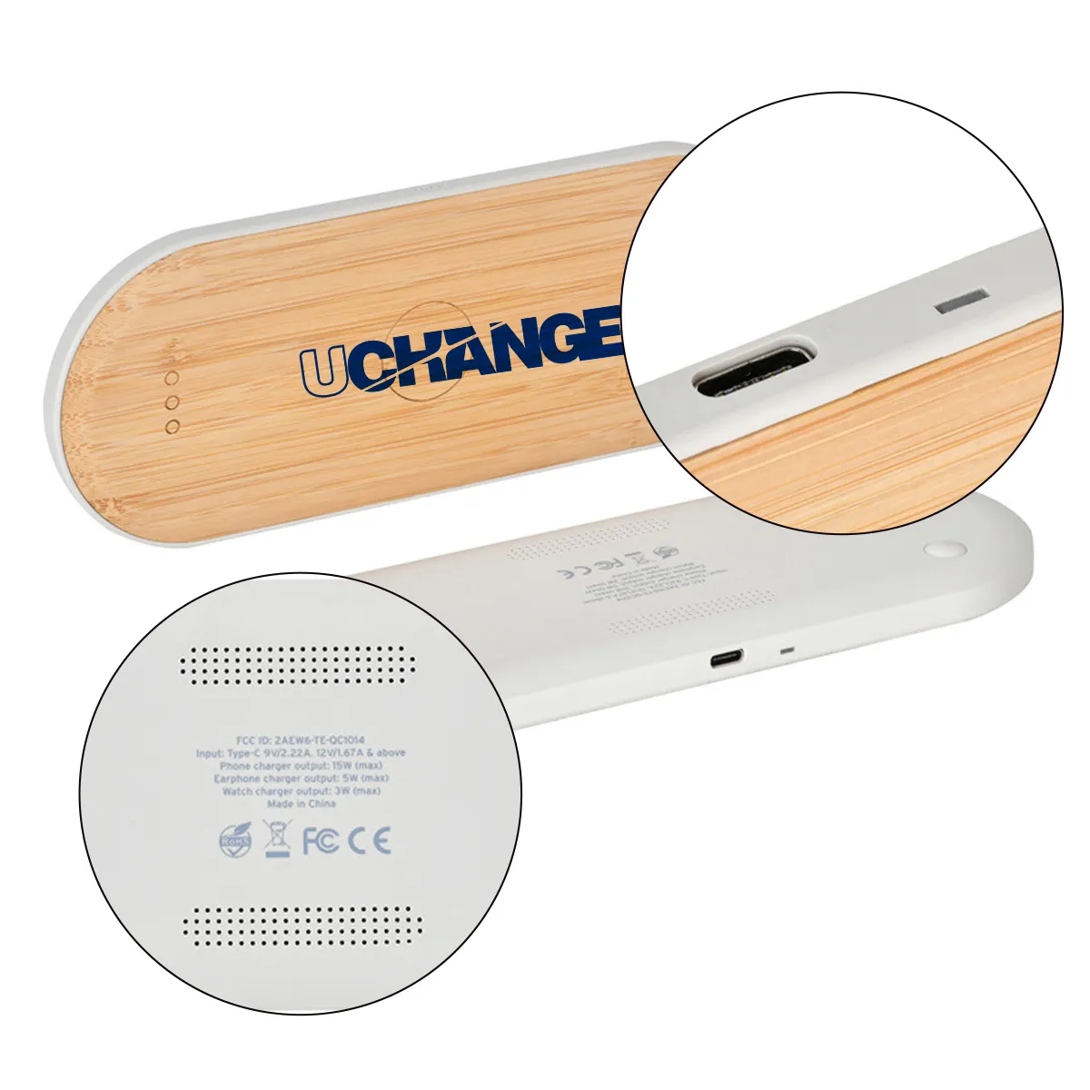 Bamboo Wireless Charging Pad With Speakers 1