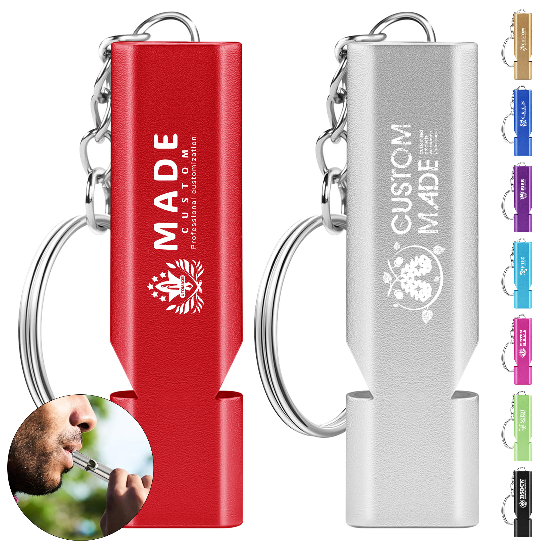 Aluminum Alloy Safety Whistle Keychain 3