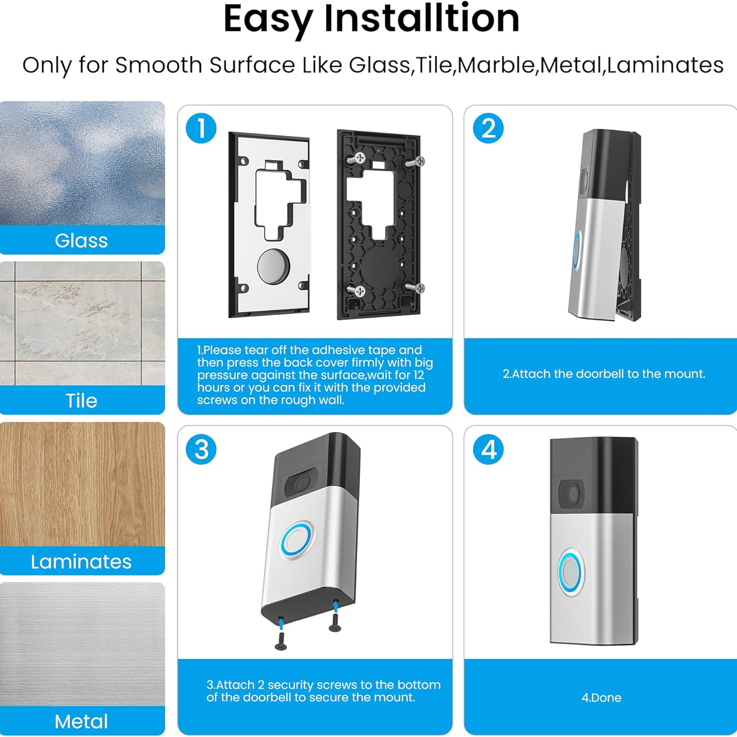Anti-Theft Doorbell Bracket-No Drilling Required, Private 5