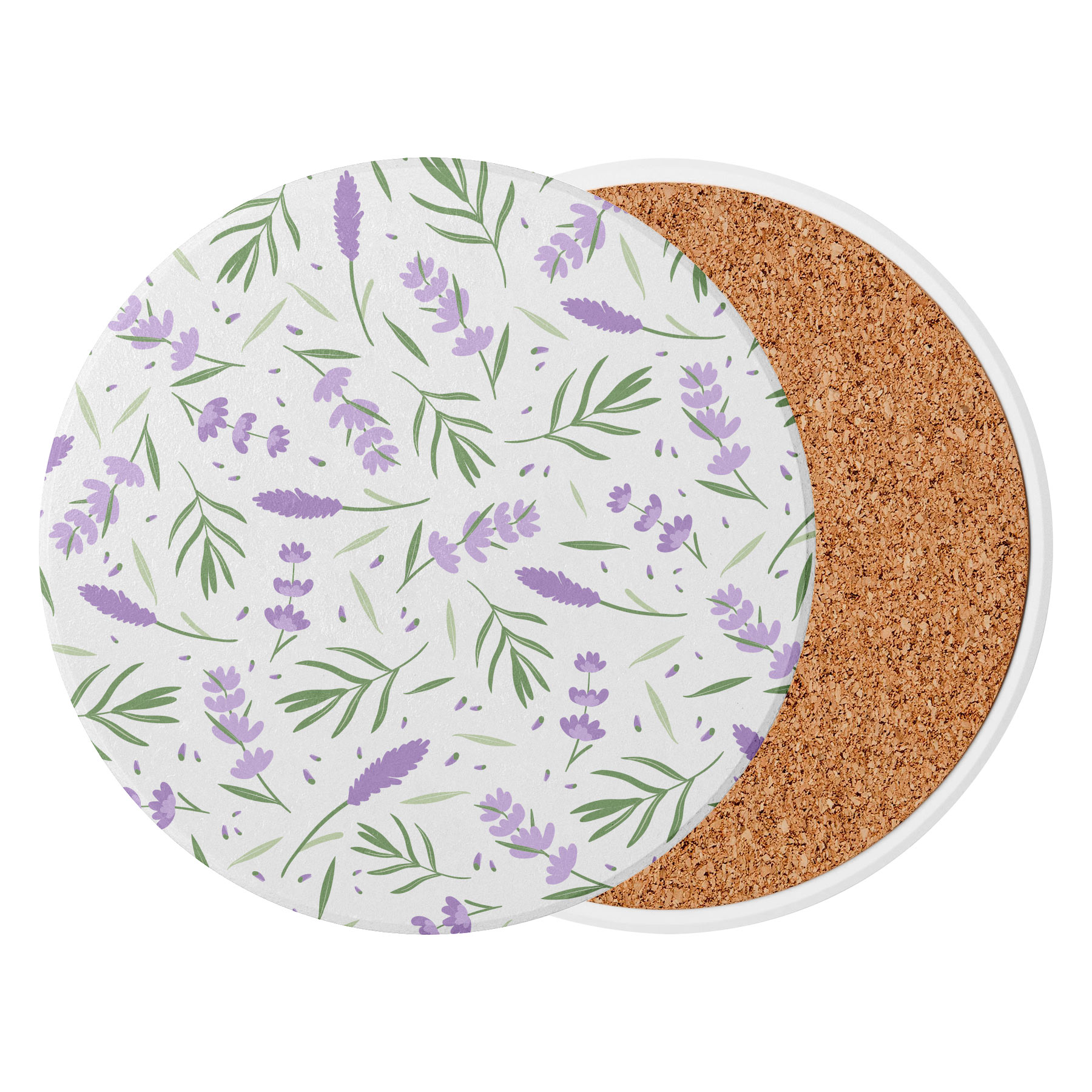 3.5'' Circular Ceramics Coaster With Cork Base 10