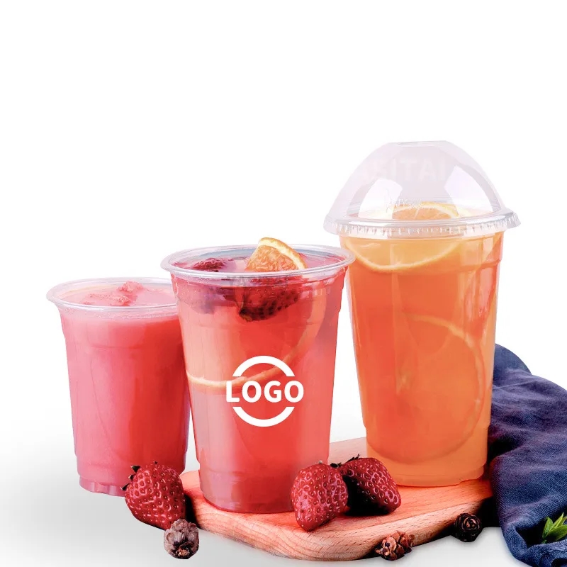 16oz Disposable Plastic PET Beverage Drink Cup with Lid 4