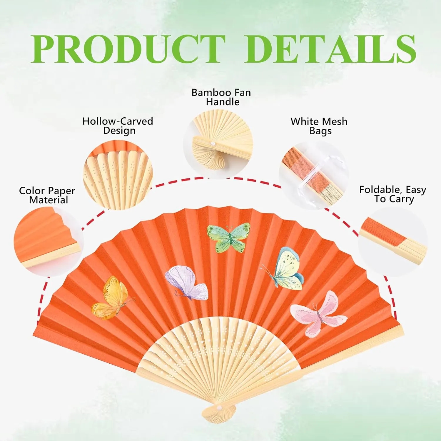Multicolor Bamboo Folding Fans 4