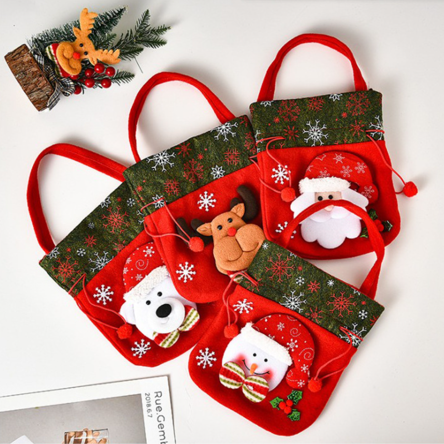 3D Designs Flannel Decoration Christmas Drawstring Gift Bags 1