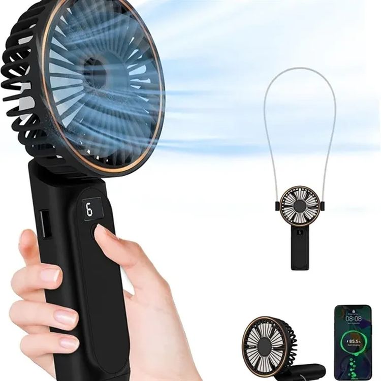 Foldable Rechargeable Handheld Fan with Power Bank and Lanyard 3