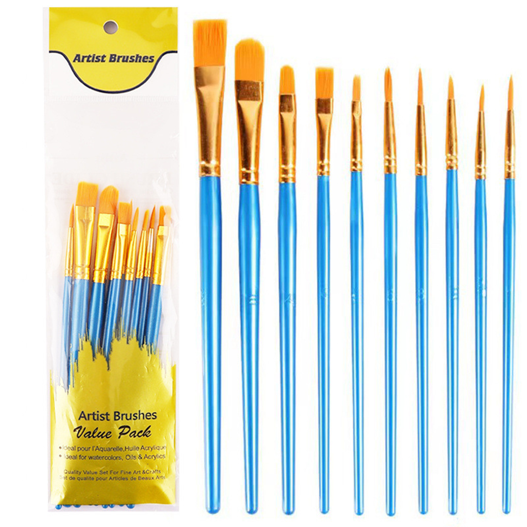 Plastic Set of 10 plastic pole oil brushes 7
