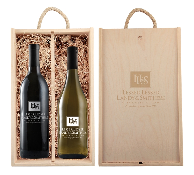 Laser-Engraved Double Wood Box, Custom Etched Wine Bottles 1