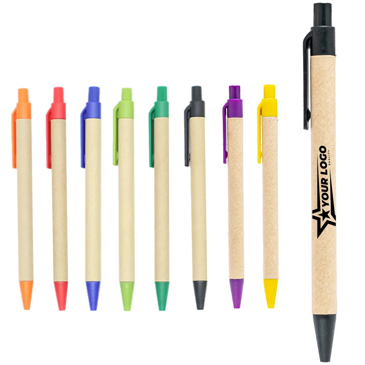 Eco Friendly Blank Pen Kraft Paper Body Clip Tip & Cap 1