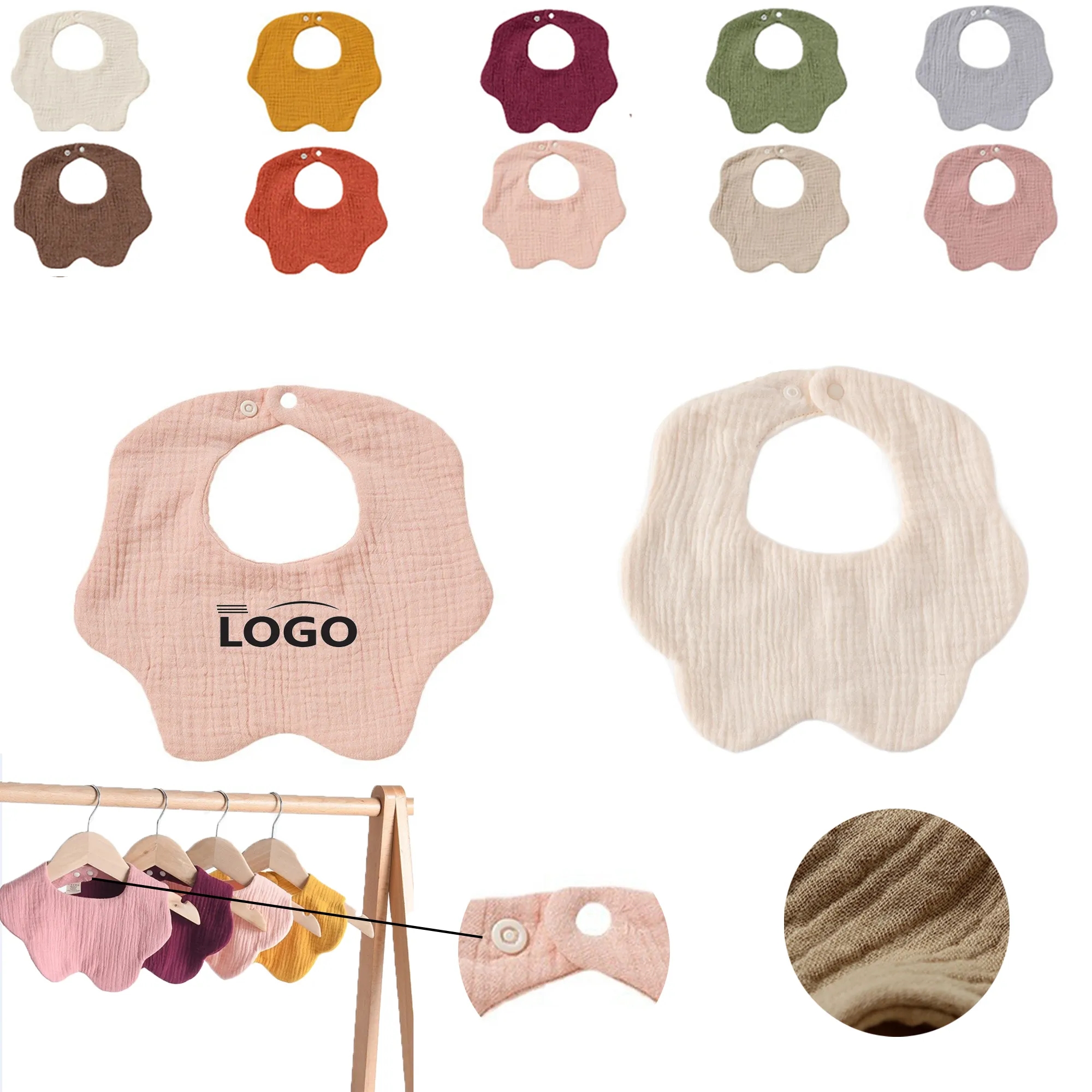 95% Cotton Petal Shape Baby Bib