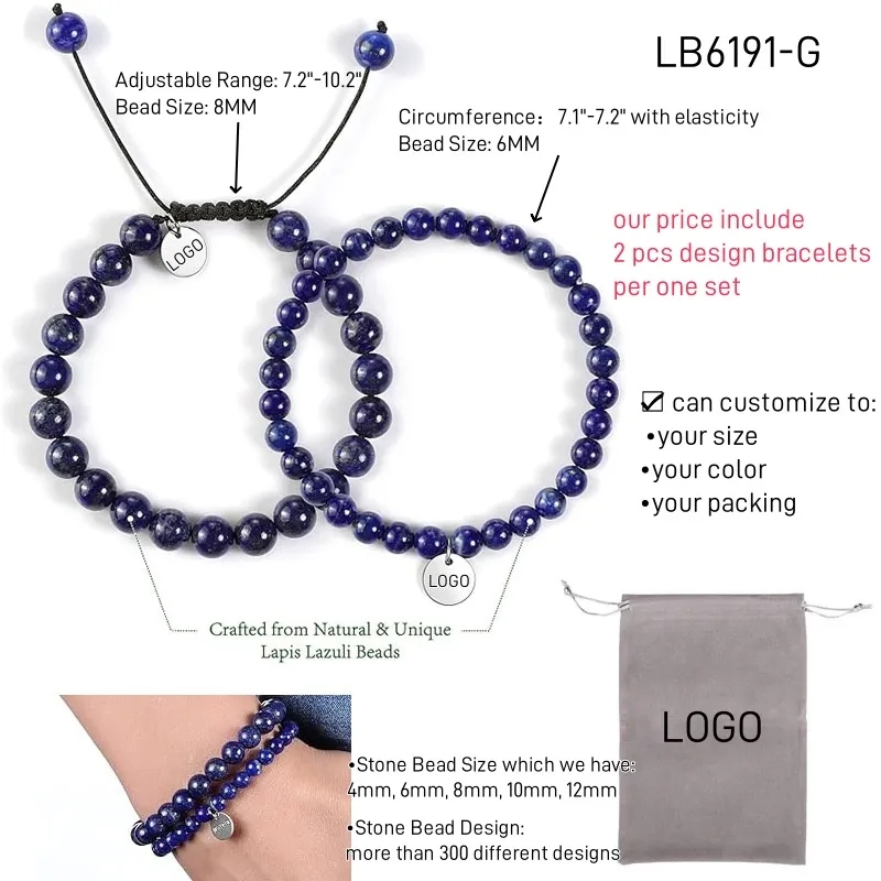 AAA Gemstone Bead Bracelets BULK Wholesale 2PCS Set 9