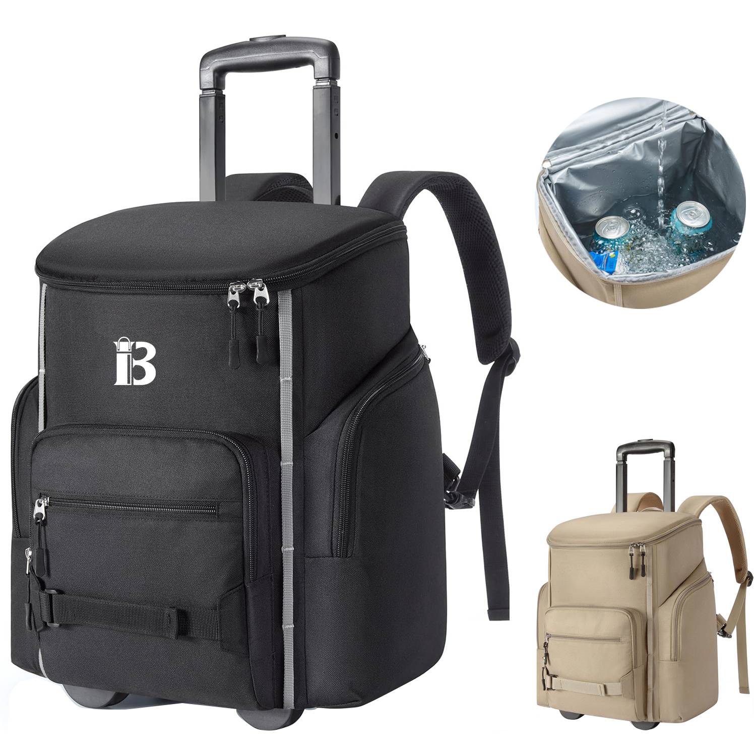 22L Wheeled Oxford Insulated Cooler Backpack w/ Handle