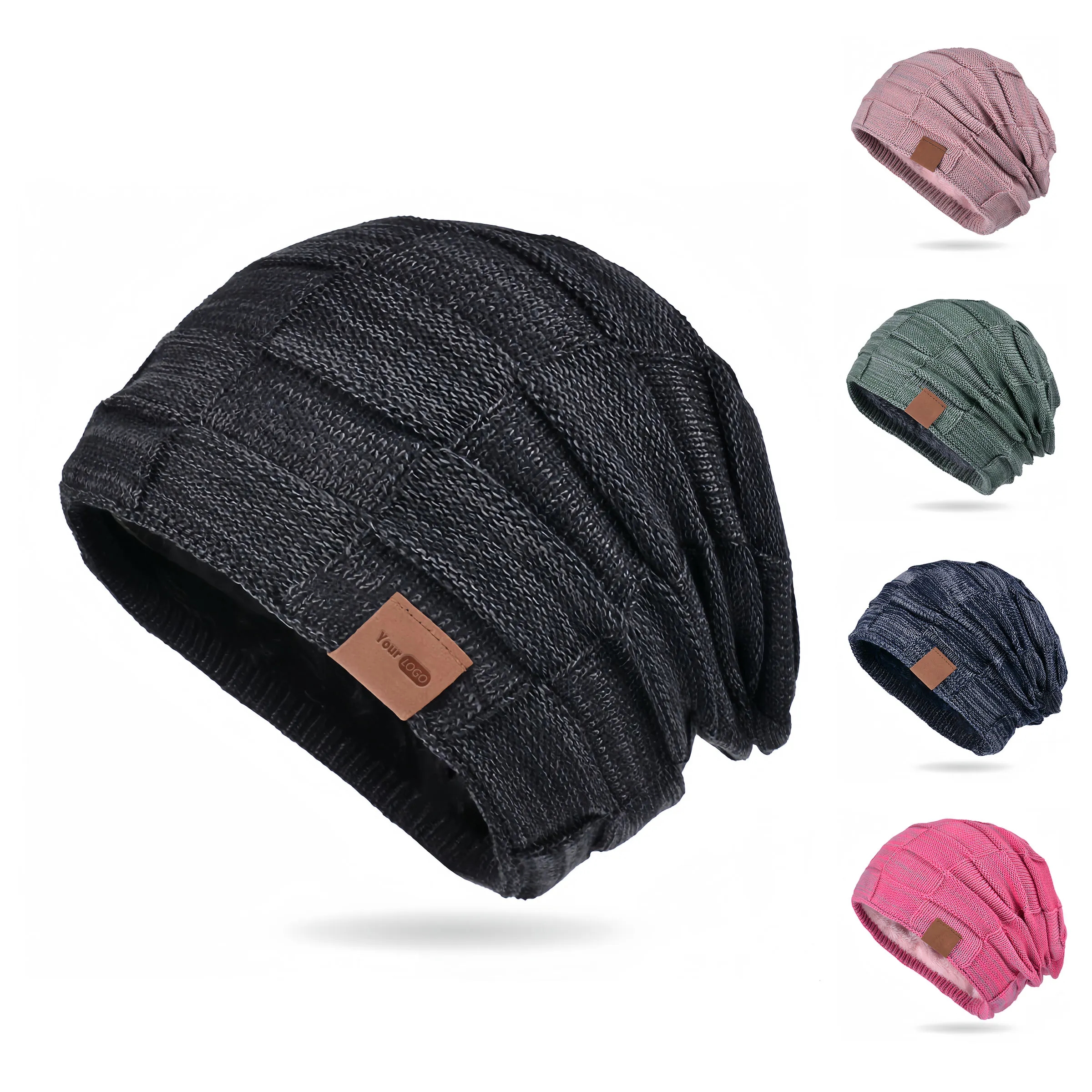 Wool Autumn/Winter Mixed Color Versatile Knitted Hat 4