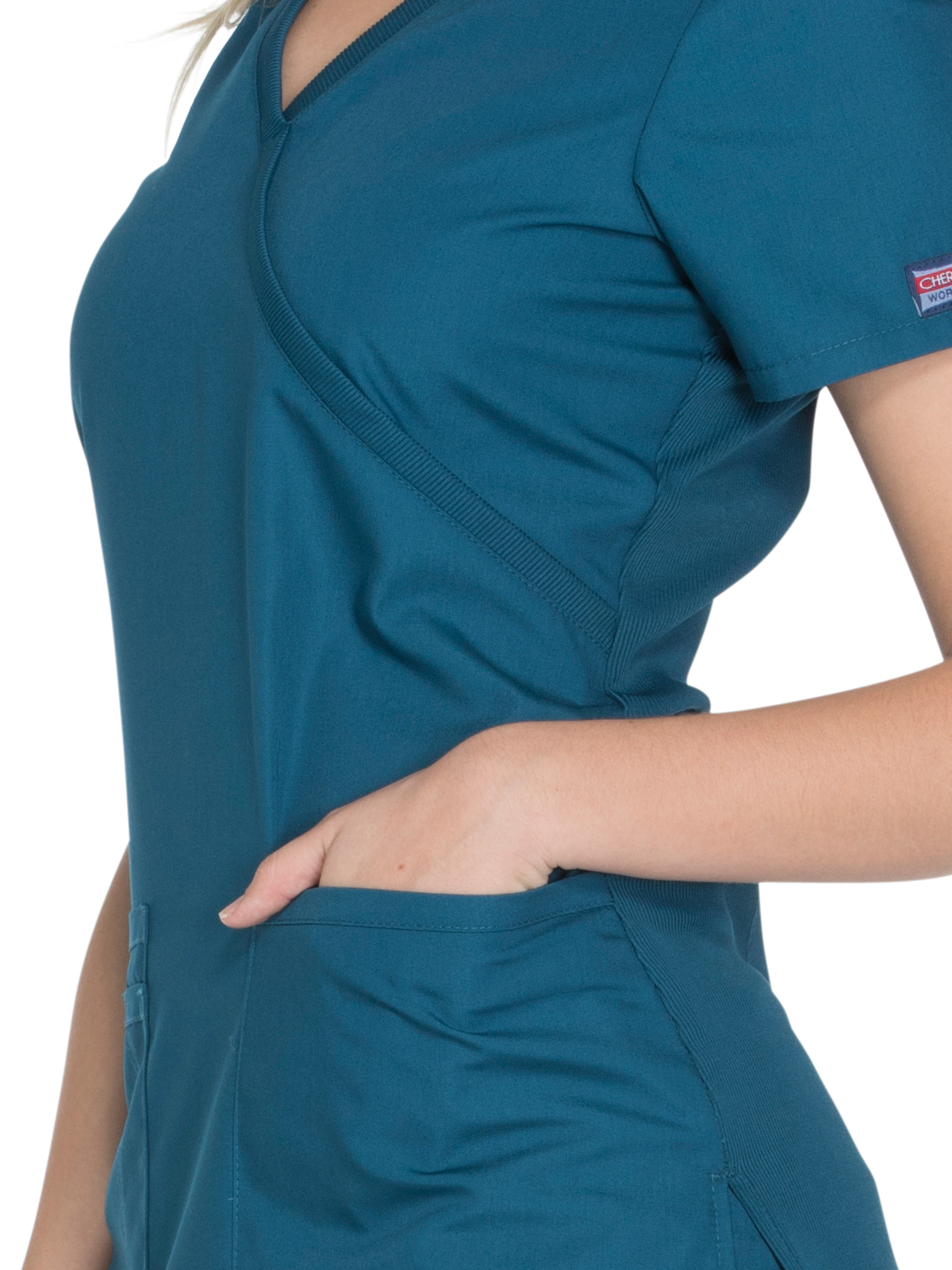 Cherokee - Workwear Originals - Women's 2-Pocket Mock Wrap Top 4