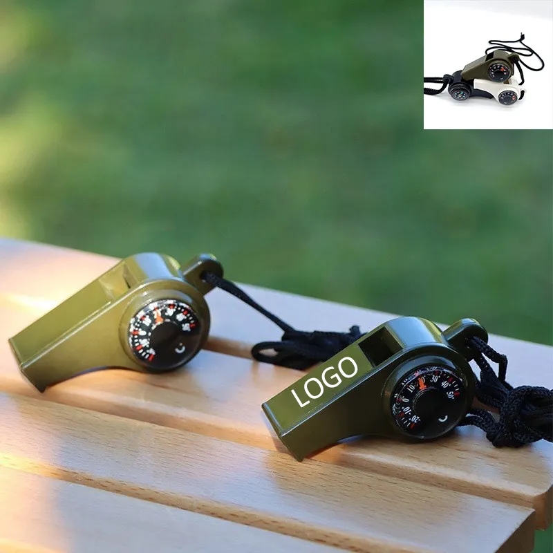 Custom Logo Survival Whistle with Compass Thermometer for Outdoor Safety 4