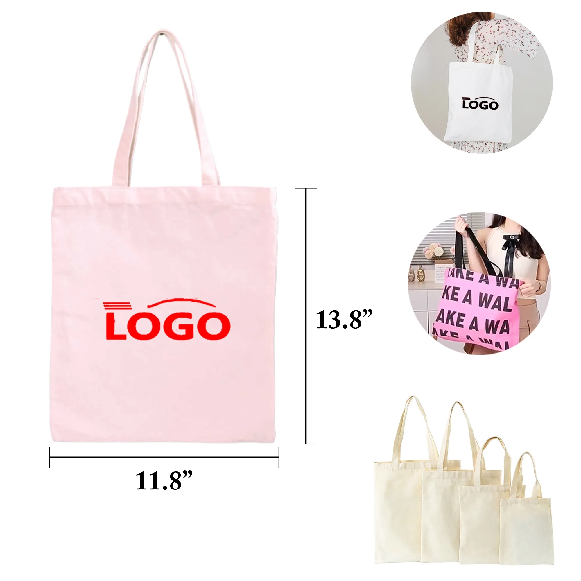 Cotton Canvas Tote Bag, custom tote bag with logo imprint 3