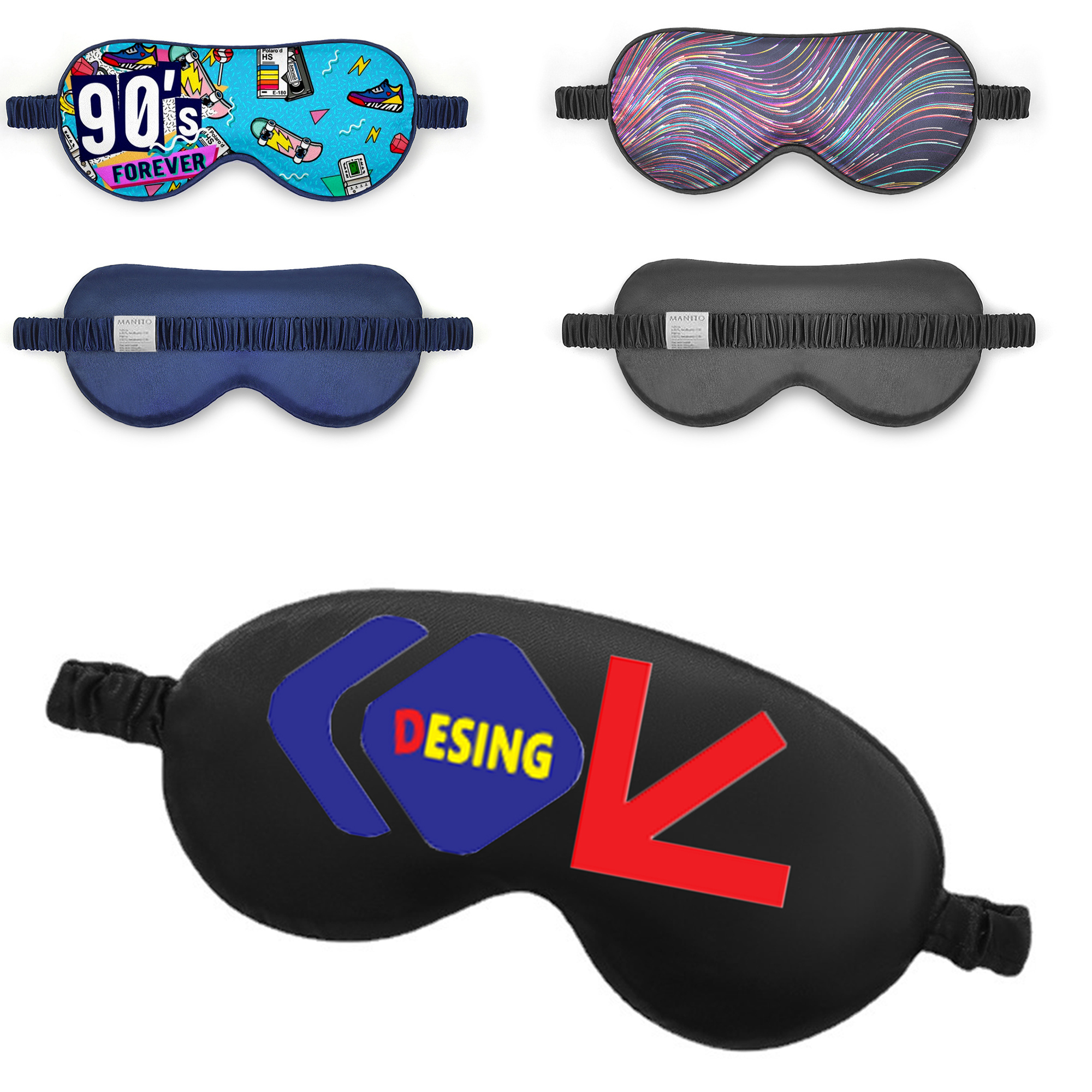 Full Color Emulationsilk Thin Fashion Eye Mask 1